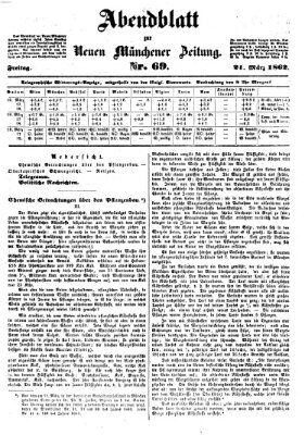 Neue Münchener Zeitung (Süddeutsche Presse) Freitag 21. März 1862