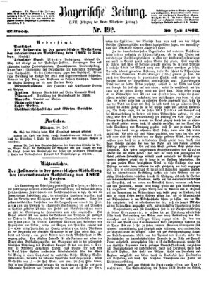 Bayerische Zeitung (Süddeutsche Presse) Mittwoch 30. Juli 1862
