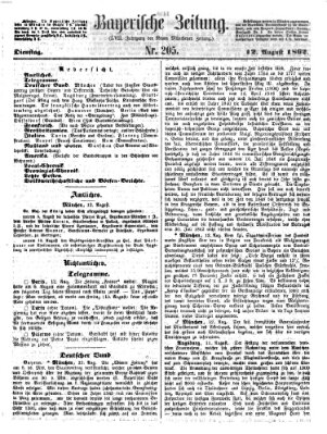 Bayerische Zeitung (Süddeutsche Presse) Dienstag 12. August 1862