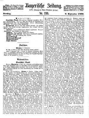 Bayerische Zeitung (Süddeutsche Presse) Dienstag 9. September 1862