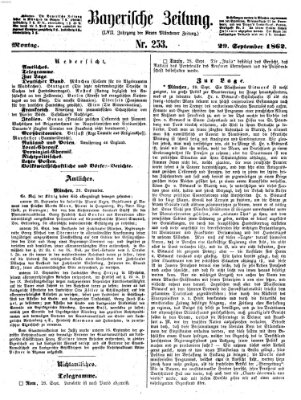 Bayerische Zeitung (Süddeutsche Presse) Montag 29. September 1862