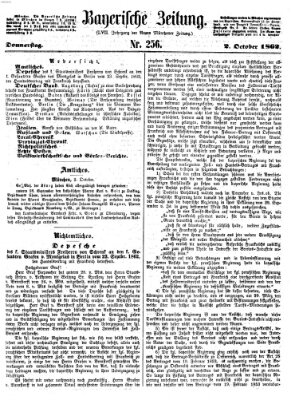 Bayerische Zeitung (Süddeutsche Presse) Donnerstag 2. Oktober 1862