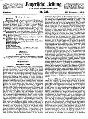 Bayerische Zeitung (Süddeutsche Presse) Dienstag 16. Dezember 1862