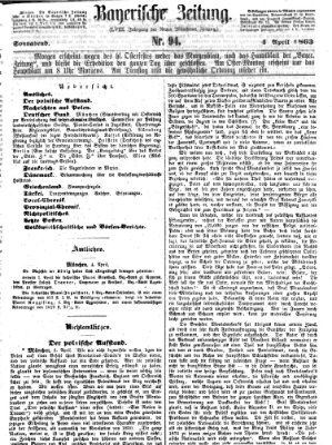 Bayerische Zeitung (Süddeutsche Presse) Samstag 4. April 1863