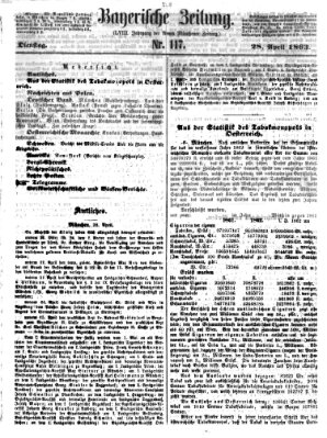 Bayerische Zeitung (Süddeutsche Presse) Dienstag 28. April 1863