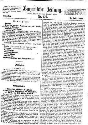 Bayerische Zeitung (Süddeutsche Presse) Donnerstag 2. Juli 1863