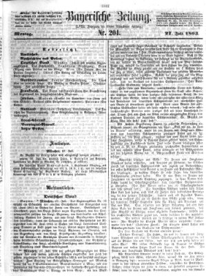 Bayerische Zeitung (Süddeutsche Presse) Montag 27. Juli 1863