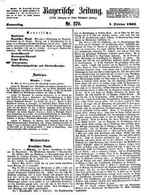 Bayerische Zeitung (Süddeutsche Presse) Donnerstag 1. Oktober 1863