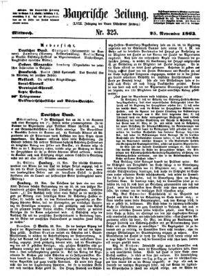 Bayerische Zeitung (Süddeutsche Presse) Mittwoch 25. November 1863