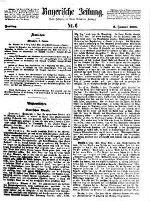 Bayerische Zeitung (Süddeutsche Presse) Freitag 6. Januar 1865