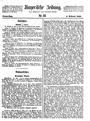 Bayerische Zeitung (Süddeutsche Presse) Donnerstag 2. Februar 1865