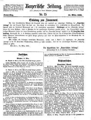 Bayerische Zeitung (Süddeutsche Presse) Donnerstag 16. März 1865