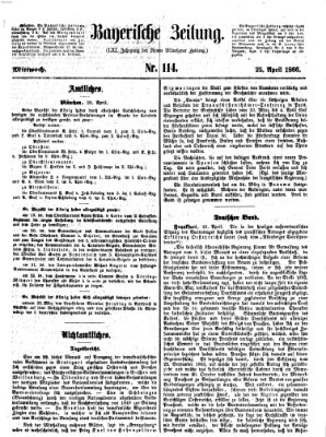 Bayerische Zeitung (Süddeutsche Presse) Mittwoch 25. April 1866