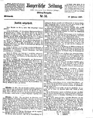 Bayerische Zeitung (Süddeutsche Presse) Mittwoch 20. Februar 1867