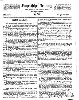 Bayerische Zeitung (Süddeutsche Presse) Mittwoch 27. Februar 1867