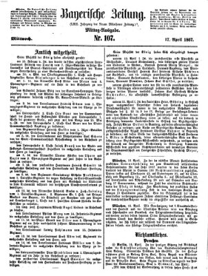 Bayerische Zeitung (Süddeutsche Presse) Mittwoch 17. April 1867