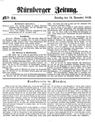 Nürnberger Zeitung Samstag 12. November 1836