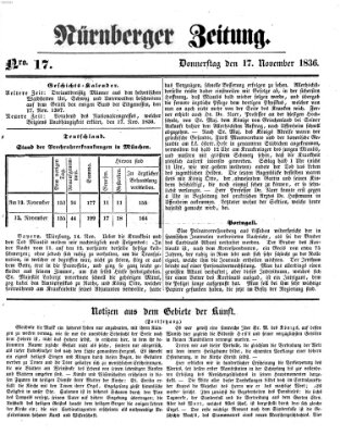 Nürnberger Zeitung Donnerstag 17. November 1836