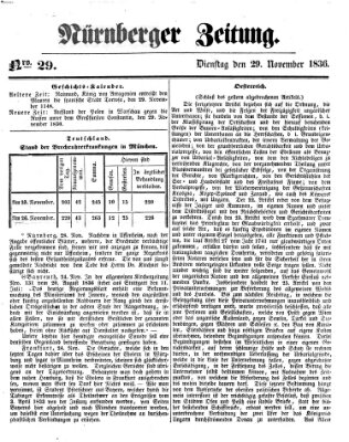 Nürnberger Zeitung Dienstag 29. November 1836