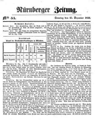 Nürnberger Zeitung Sonntag 25. Dezember 1836