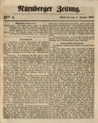 Nürnberger Zeitung Mittwoch 4. Januar 1837
