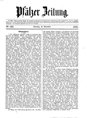 Pfälzer Zeitung Sonntag 3. November 1850