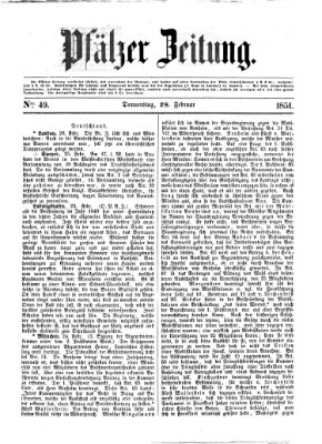Pfälzer Zeitung Donnerstag 27. Februar 1851