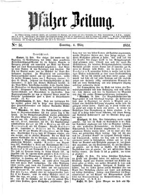 Pfälzer Zeitung Samstag 1. März 1851