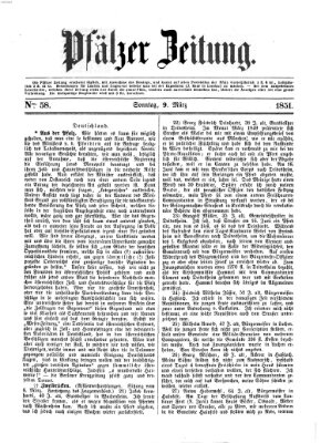 Pfälzer Zeitung Sonntag 9. März 1851