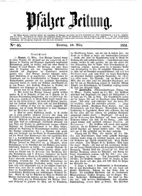 Pfälzer Zeitung Dienstag 18. März 1851