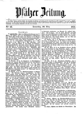 Pfälzer Zeitung Donnerstag 20. März 1851