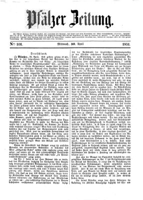 Pfälzer Zeitung Mittwoch 30. April 1851