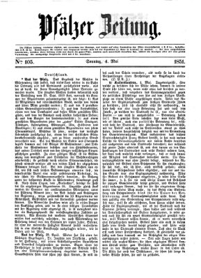 Pfälzer Zeitung Sonntag 4. Mai 1851