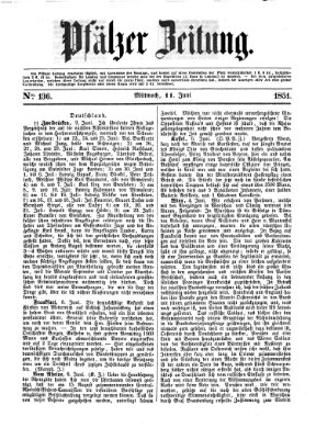 Pfälzer Zeitung Mittwoch 11. Juni 1851