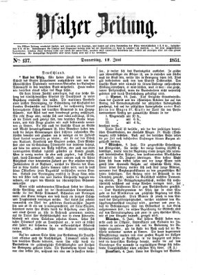 Pfälzer Zeitung Donnerstag 12. Juni 1851