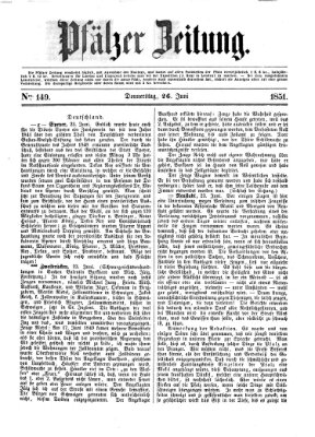 Pfälzer Zeitung Donnerstag 26. Juni 1851