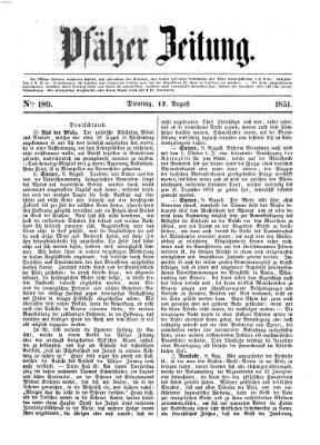 Pfälzer Zeitung Dienstag 12. August 1851