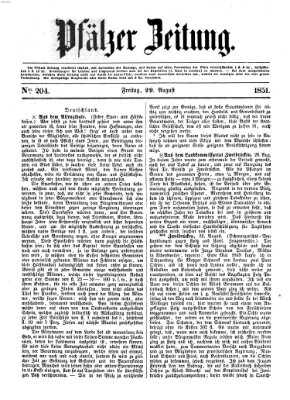 Pfälzer Zeitung Freitag 29. August 1851