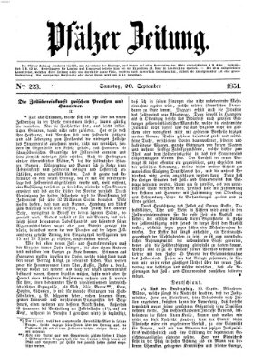 Pfälzer Zeitung Samstag 20. September 1851