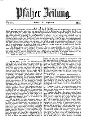 Pfälzer Zeitung Sonntag 21. September 1851