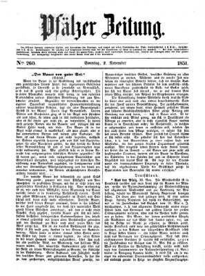 Pfälzer Zeitung Sonntag 2. November 1851