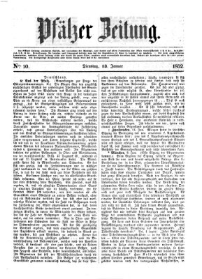 Pfälzer Zeitung Dienstag 13. Januar 1852
