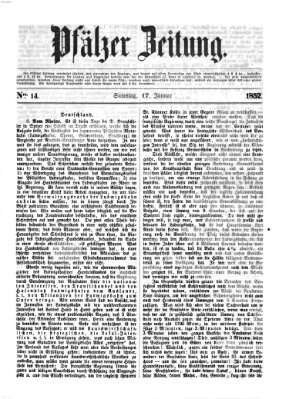 Pfälzer Zeitung Samstag 17. Januar 1852