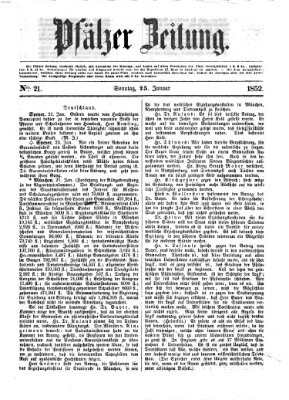 Pfälzer Zeitung Sonntag 25. Januar 1852