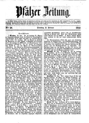 Pfälzer Zeitung Dienstag 3. Februar 1852