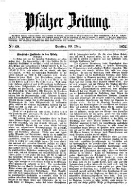 Pfälzer Zeitung Samstag 20. März 1852