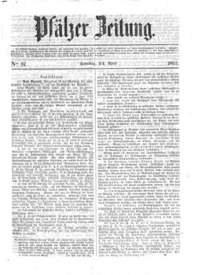 Pfälzer Zeitung Samstag 24. April 1852