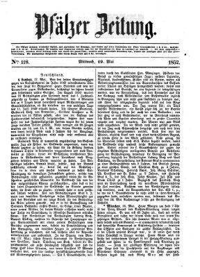 Pfälzer Zeitung Mittwoch 19. Mai 1852