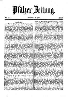 Pfälzer Zeitung Dienstag 8. Juni 1852