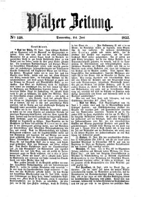 Pfälzer Zeitung Donnerstag 24. Juni 1852